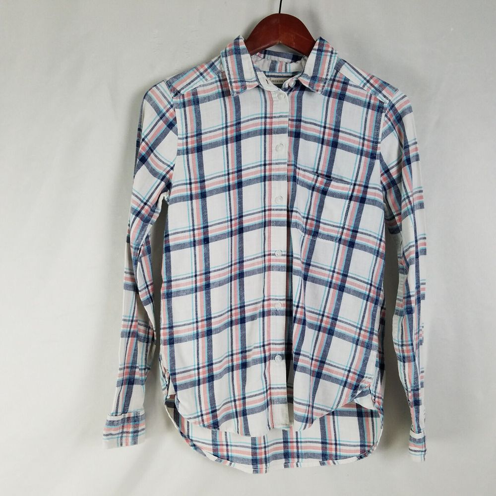 American Eagle Shirt Womens Extra Small White Top Long Sleeve Pocket Button Up‎